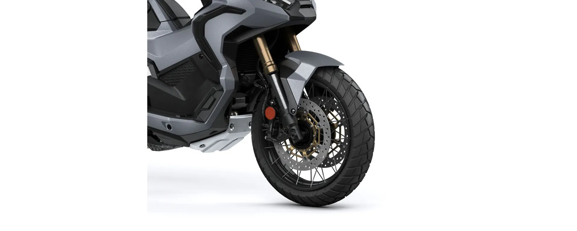 Pneus e Rodas raiadas da Moto Honda X-ADV Cinza Fosco