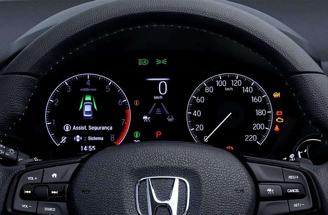 Painel digital TFT 7" de alta resolução (Thin-Film Transistor)