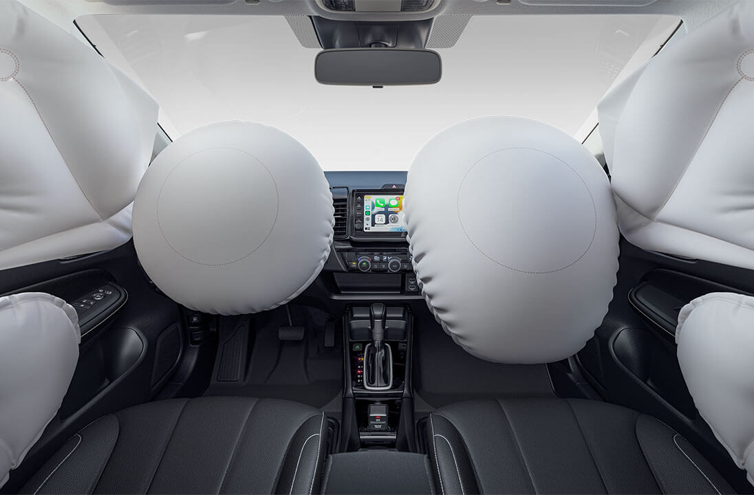 Airbags frontais, laterais e de cortina (6 airbags) 
