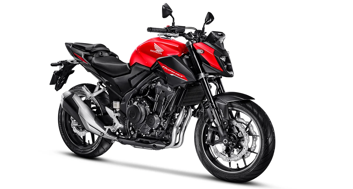moto honda hornet vermelha posição 3/4