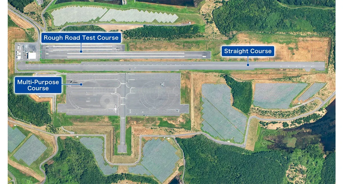 Campo de testes da Honda com pista reta