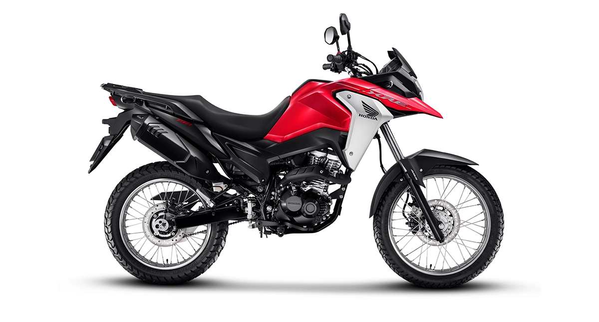 Nova Honda XRE 190 2025 vermelha perolizada de lado