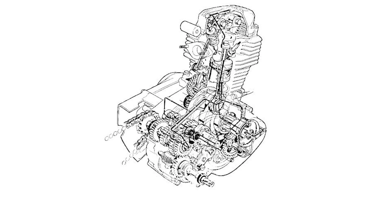 diagrama técnico de um motor de combustão interna