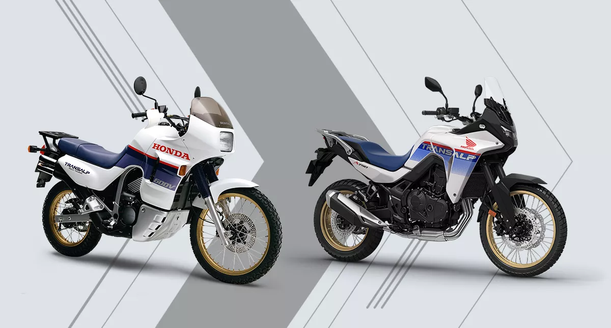 Duas motos Transalp visão lateral 