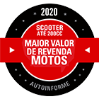 Maior valor de revenda de motos- scooter até 200CC