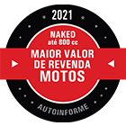 Maior valor de revenda de moto- Naked até 800cc 2021