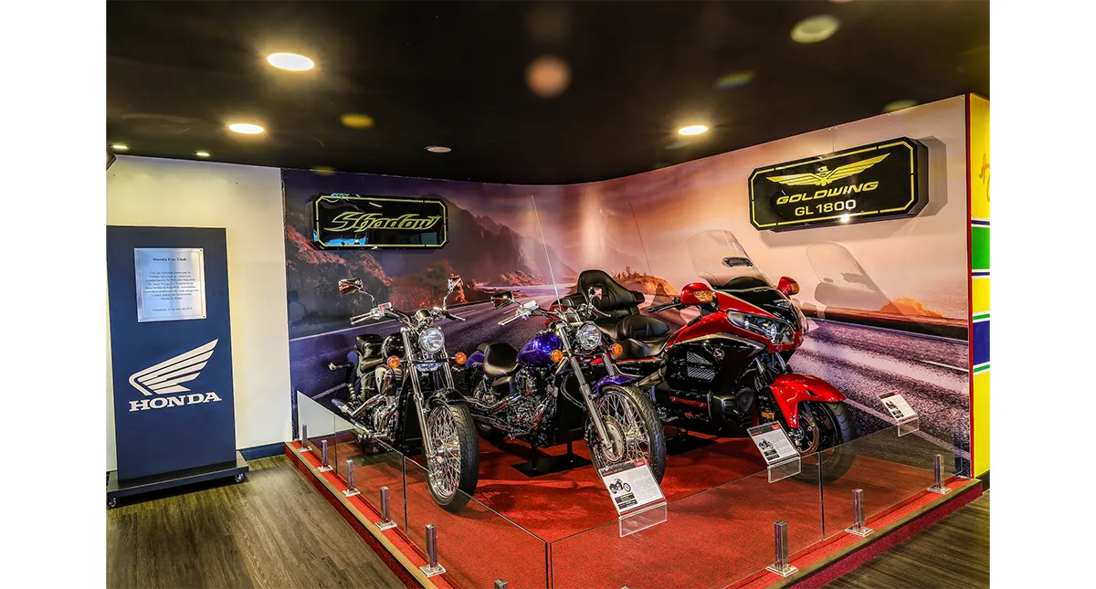 Exposição das motos Shadow e Goldwing no museu Honda Fan Club, localizado em Indaiatuba (SP)