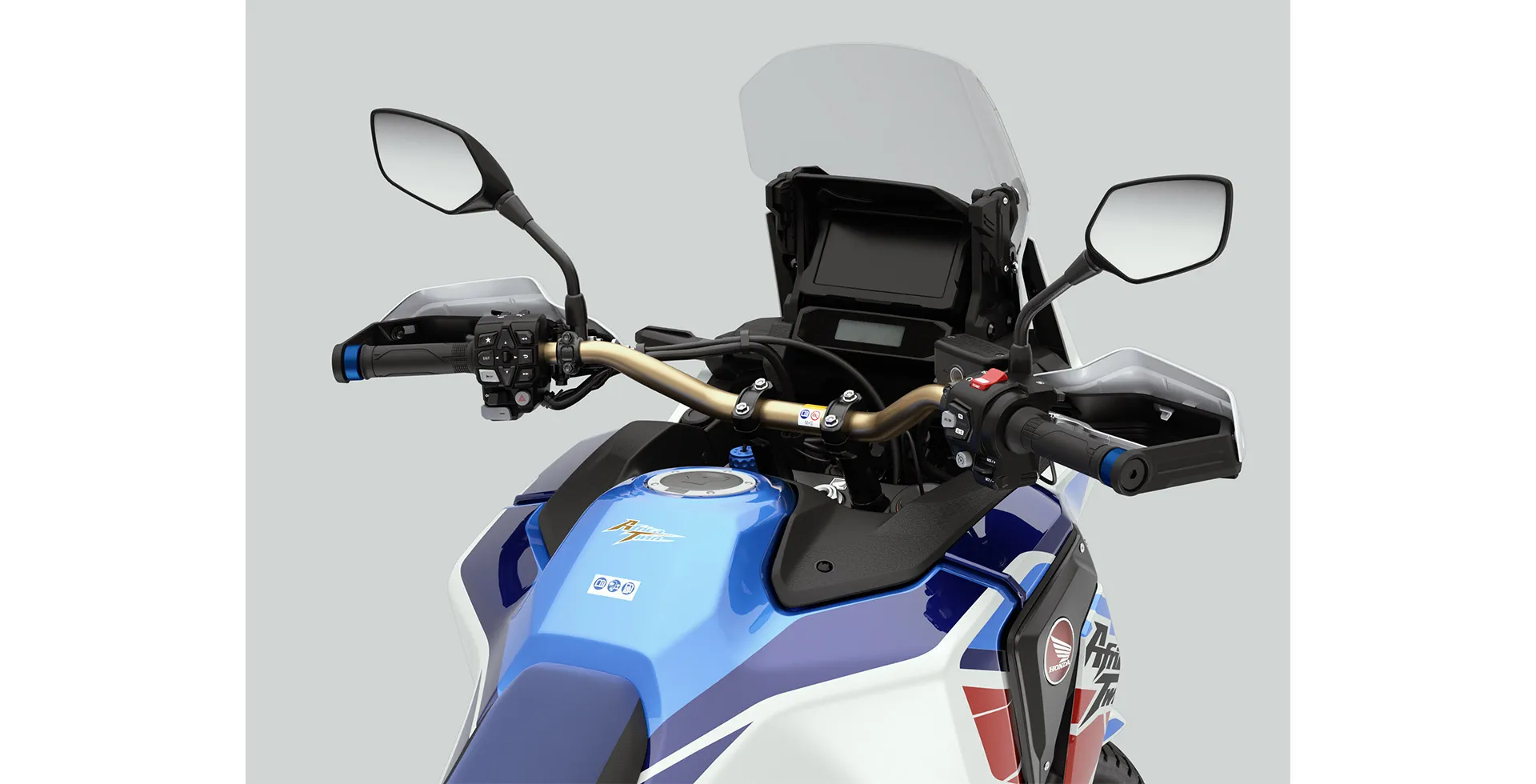 Lateral com guidão e painel da Moto Honda CRF 1100L Africa Twin Adventure Sports