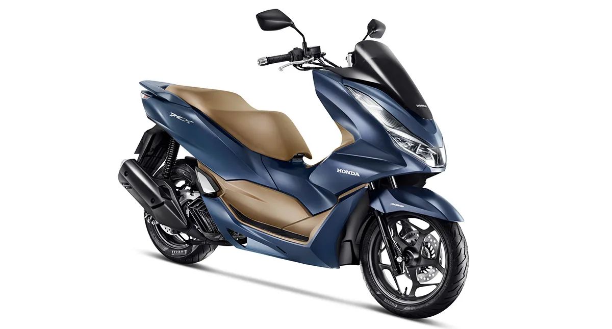 Moto Honda PCX Azul Metálico com Bancos em Marrom