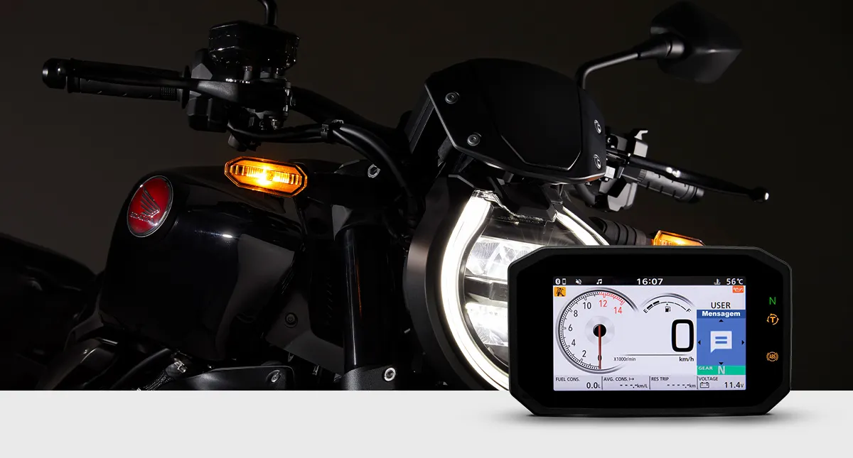 Funcionalidade Mensagens Honda Roadsync HSCVS na CB 1000R Black Edition