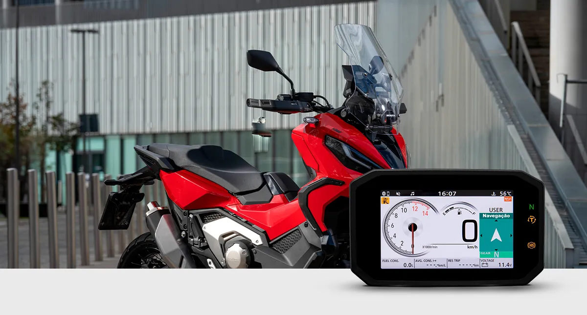 Funcionalidade Sistema de Navegação Honda Roadsync HSCVS na X-ADV Vermelho