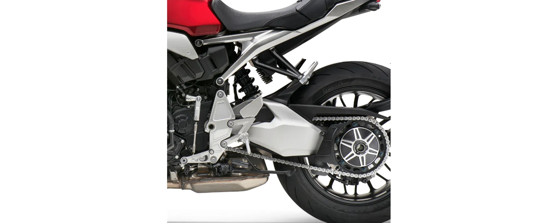 Mecânica da Suspensão Traseira da Moto Honda CB 1000R Vermelho Metálico Bordeaux Red Metallic