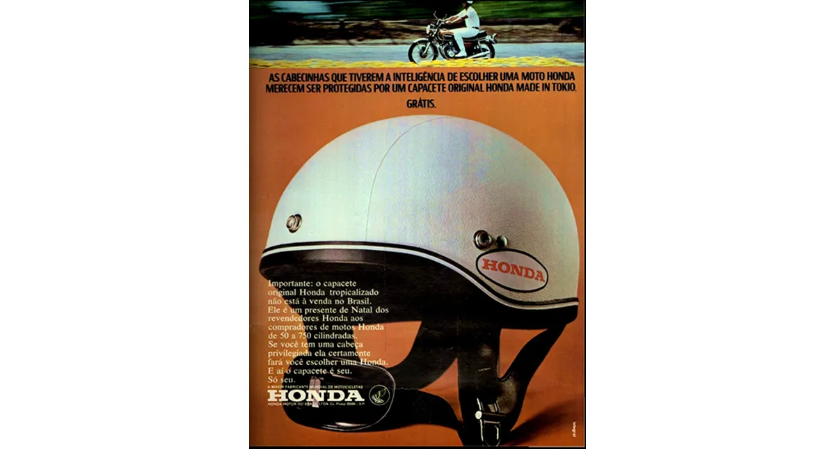 Anúncio de 1972 de capacetes Honda