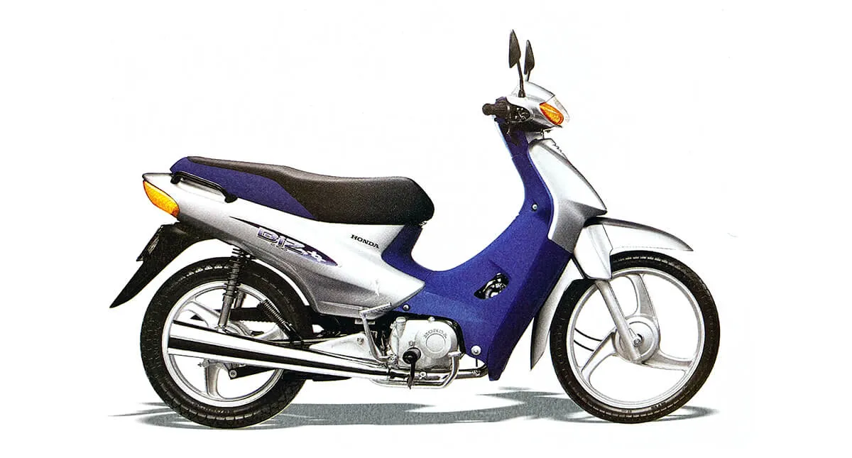 Motocicleta Honda Biz C100 +  na cor prata com azul