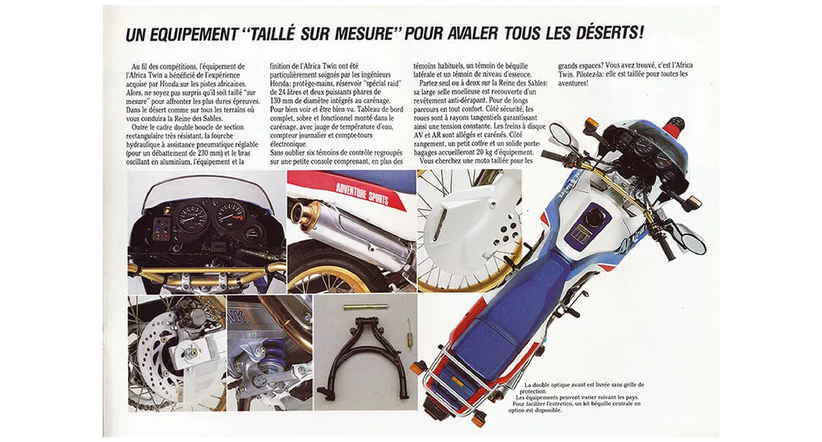 Catálogo descritivo com detalhes da motocicleta Honda XRV 650 Africa Twin