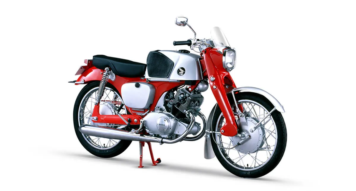 Motocicleta Honda CB 92 de 1959 vermelha