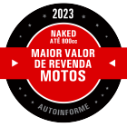 Maior valor de revenda de motos - Naked ate 800cc 2023
