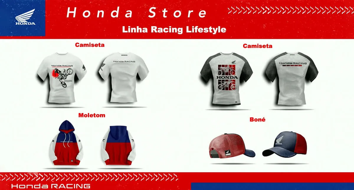 Banner Honda Store com camisetas, moletons e bonés da Linha Racing Lifestyle