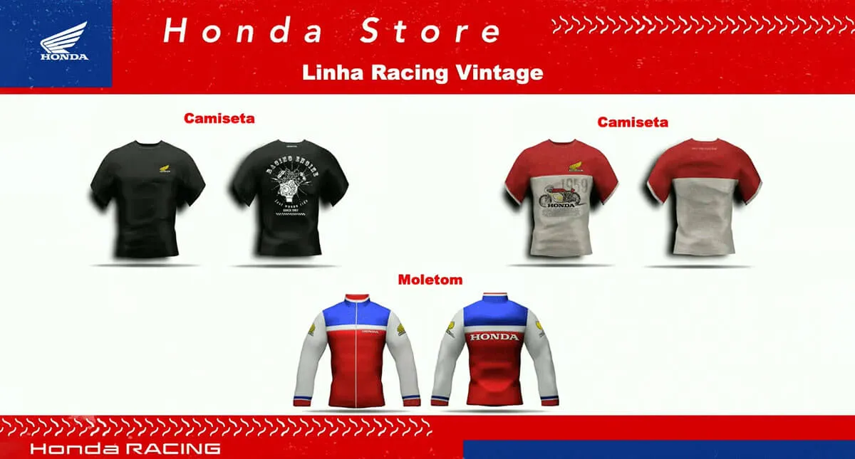 Banner Honda Store com camisetas e moletons da Linha Racing Vintage