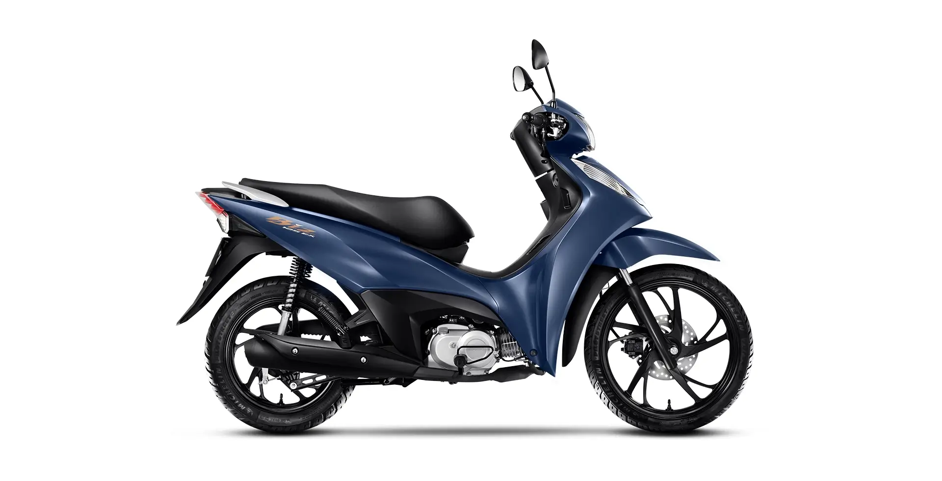 Honda Biz 125 EX Lateral Azul Metálico –  Mat Noturno Blue Metallic