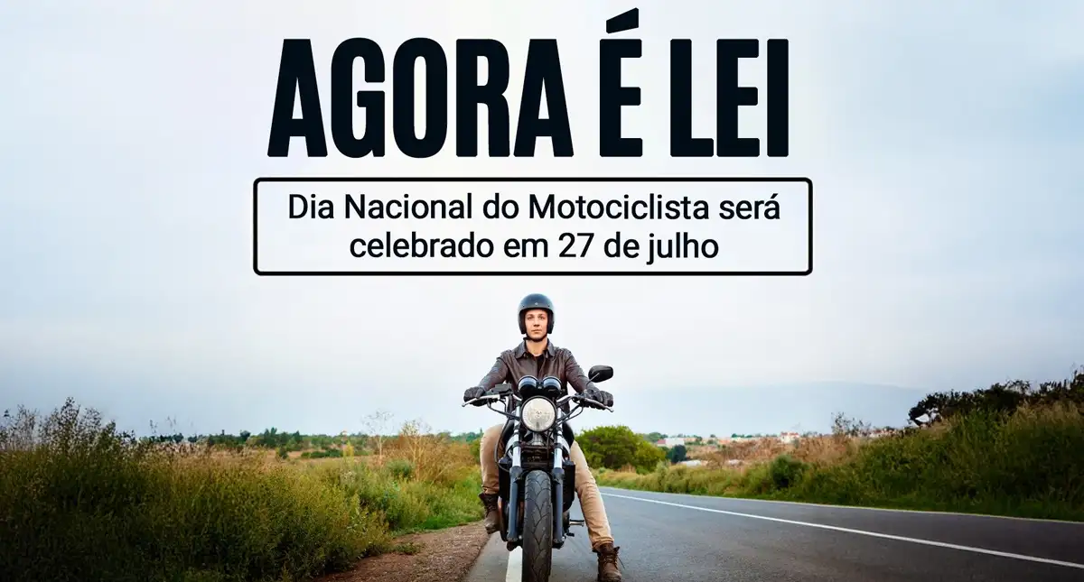 A imagem anuncia o Dia Nacional do Motociclista