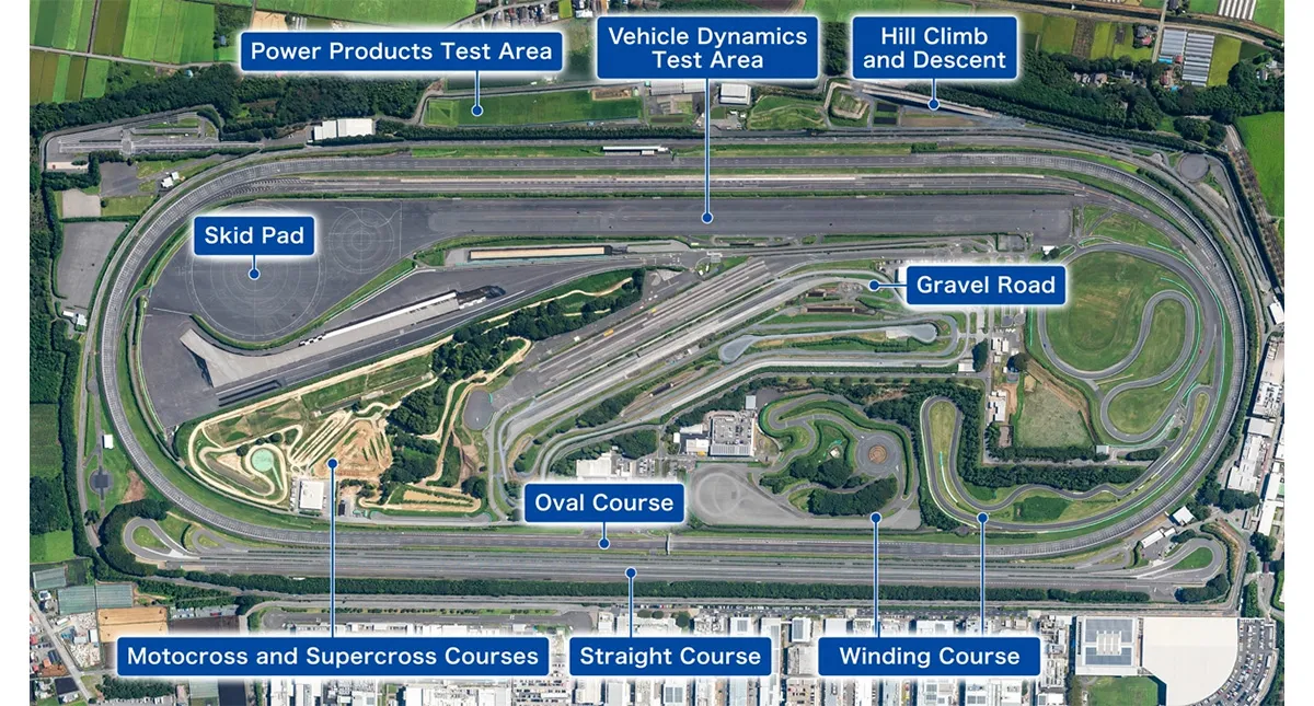 vista aérea campo de testes com pistas variadas