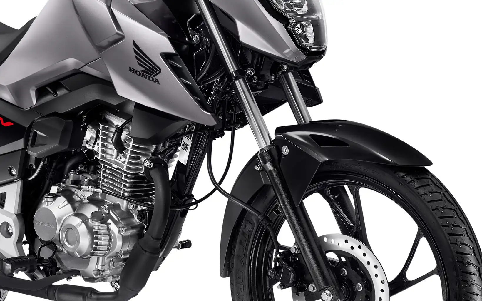 Visão Frontal Direita da suspensão da Moto Honda CG160 Fan