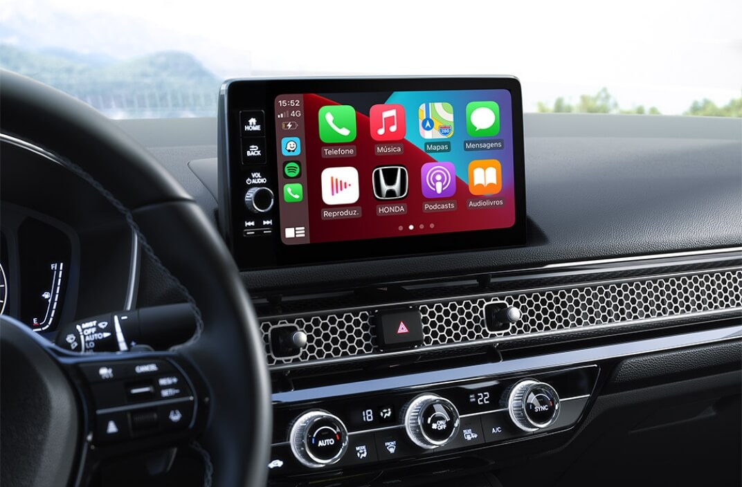 Civic Híbrido - Tecnologia - Multimídia de 9'' com interface para Apple CarPlay e Android Auto''
