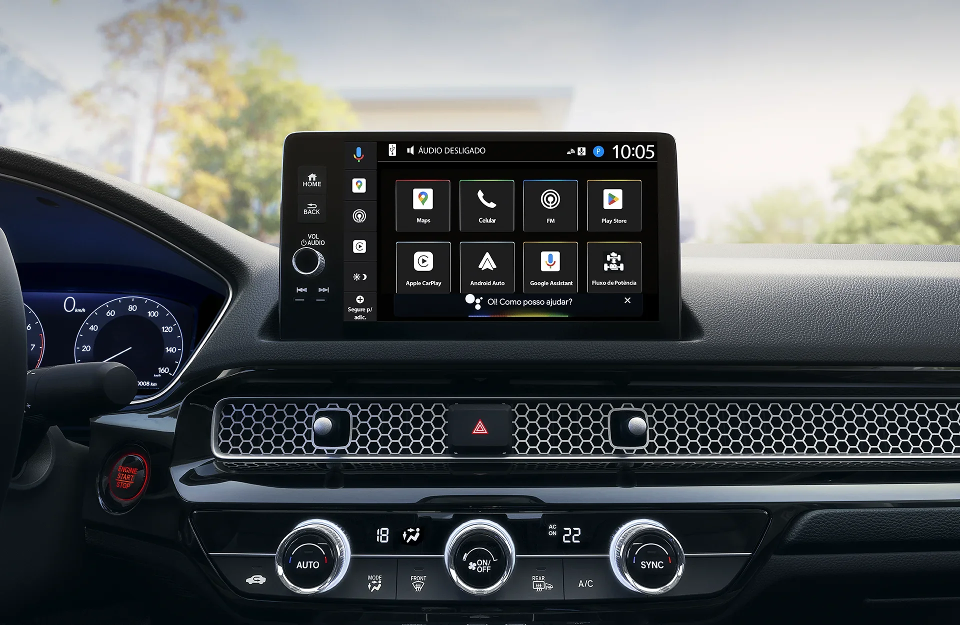 Multimídia com Google Assistente Integrado Civic Híbrido - Tecnologia - Multimídia com Google Assistente Integrado