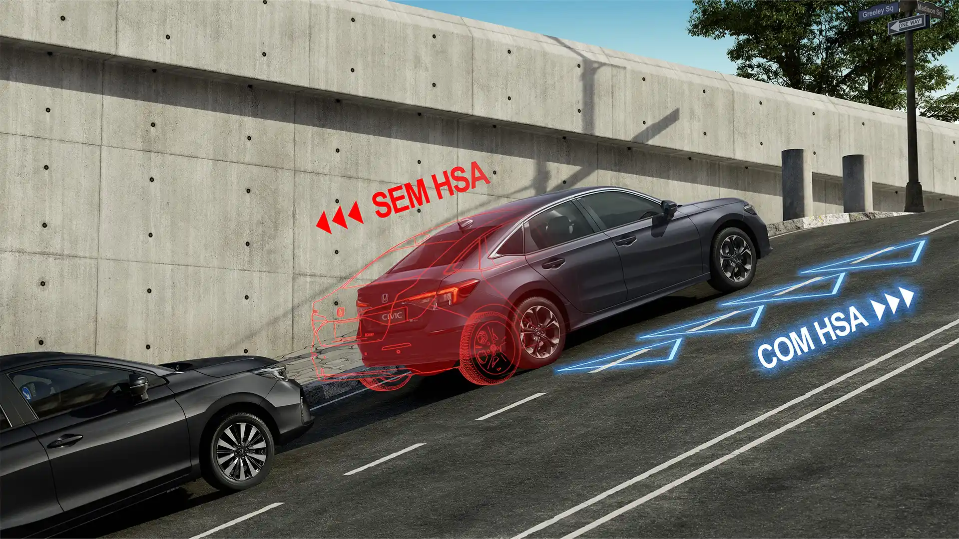 Civic Híbrido - Segurança - Assistente de partidas em aclives - HSA